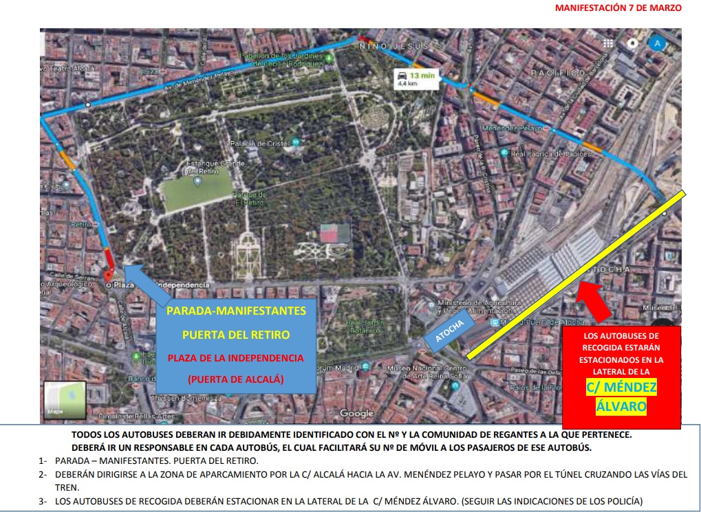 MAPA MANIFESTACIÓN AGRICULTORES mADRED