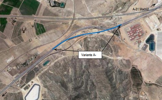 Mapa obras variante ente la Higuera