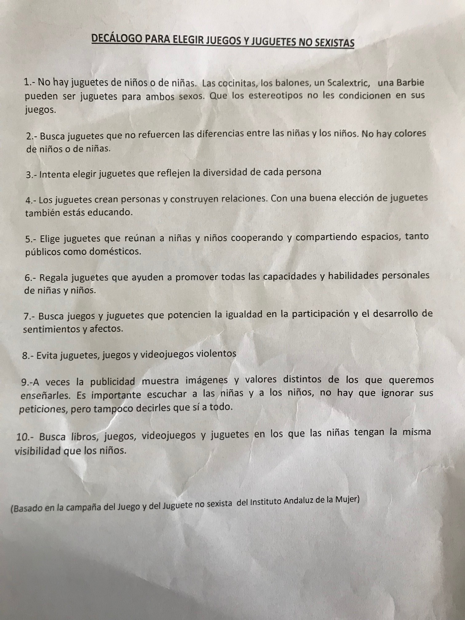 Decálogo juguetes no sexistas